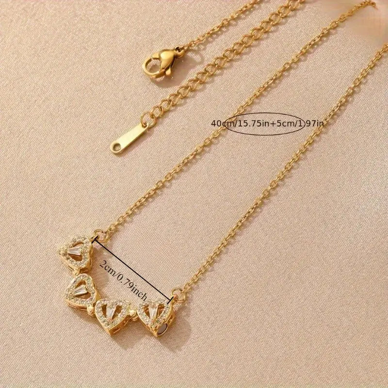 Magnetic Heart Necklace with Four Leaf Clover Hearts Design for Women and Girls