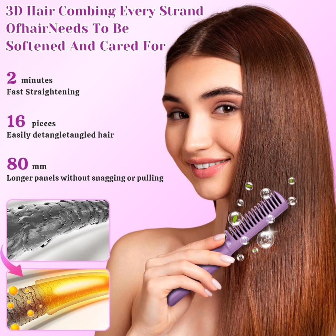 Meneflix Portable Mini Hair Straightener Cordless Rechargeable Mini Adjustable Hair Straightener Hot Comb - Home DeQcoR