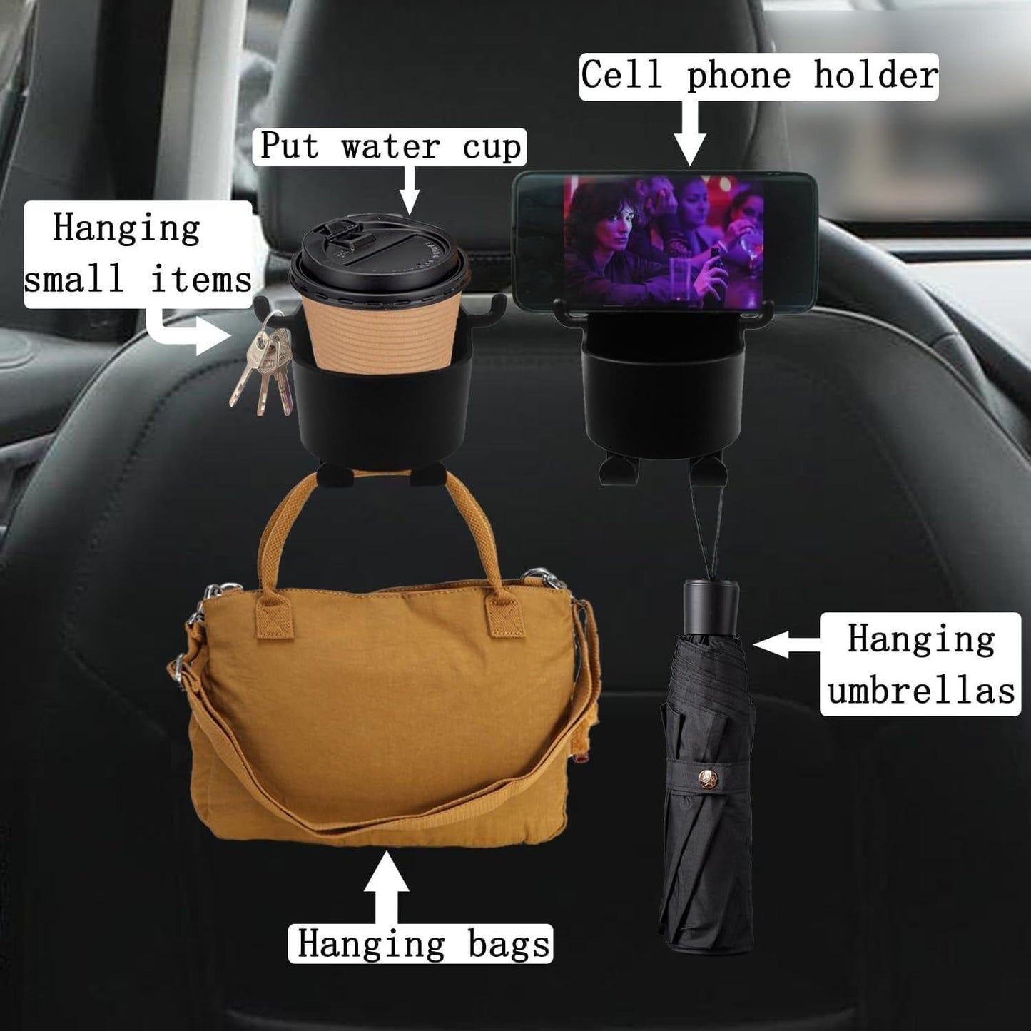 Car multifunctional Hanging Storage Cup & Mobile Holder - Home DeQcoR