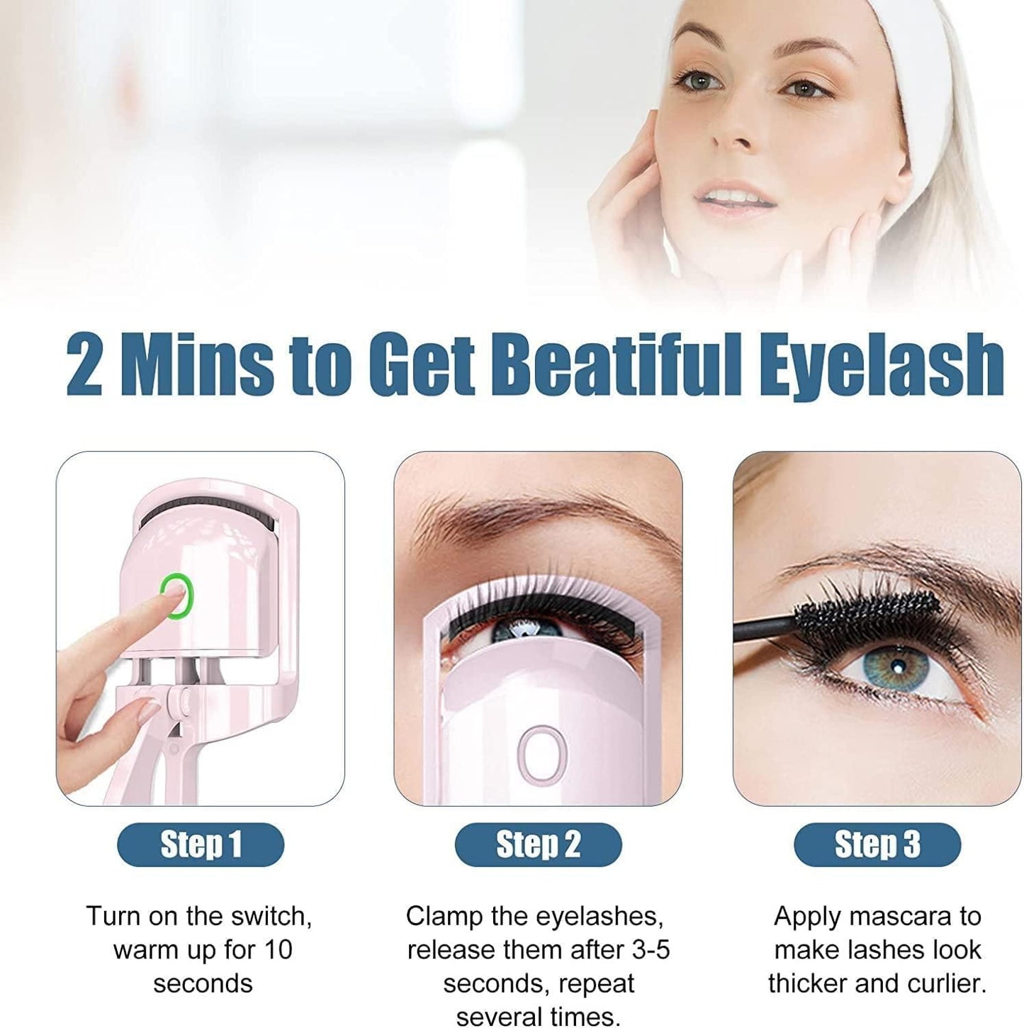 Portable and Rechargeable Electric Heated Eyelash Curlers - Home DeQcoR