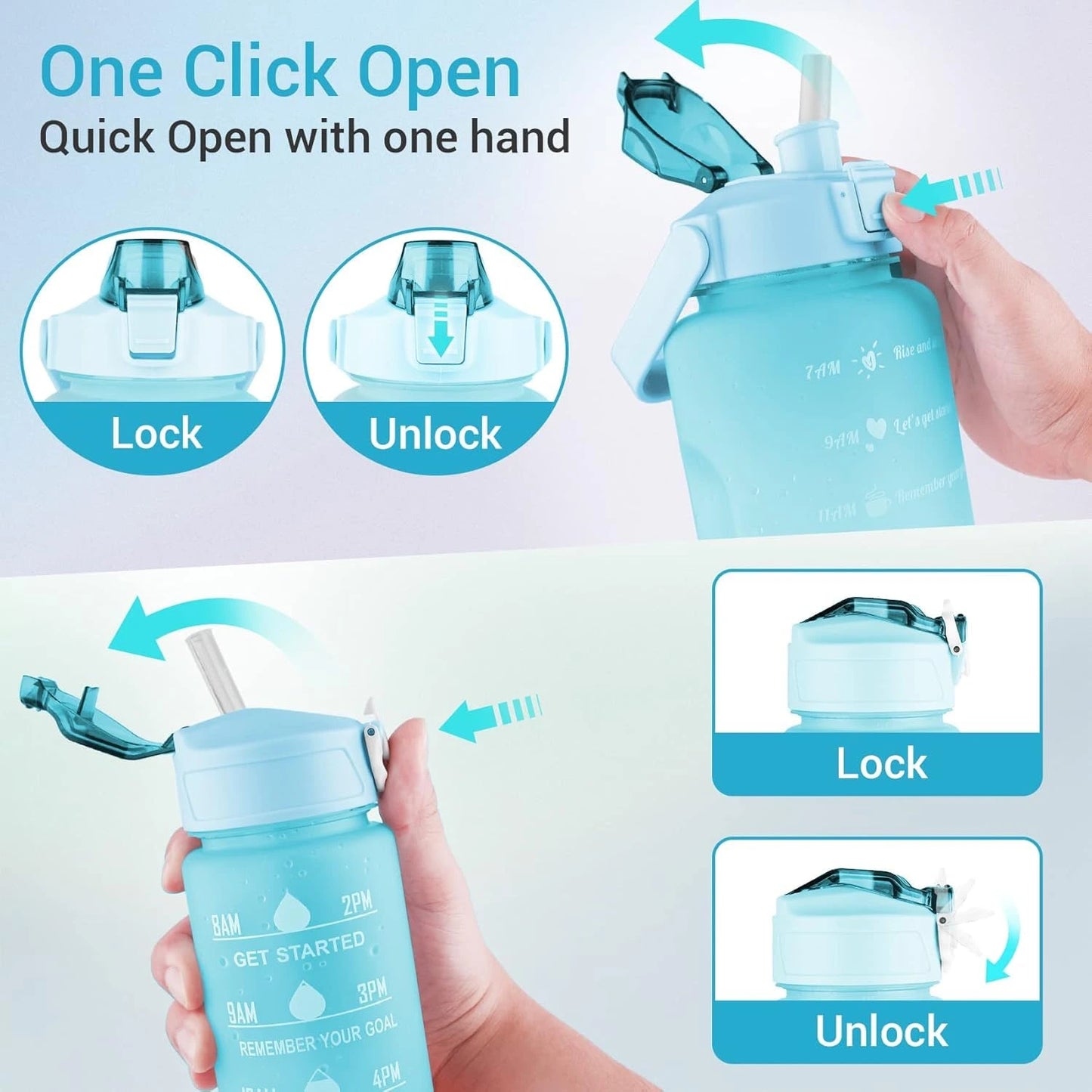 HydraTrio™ 3-Piece Bottle Set – Perfect for Home, Kitchen, and Gifting with Motivational Time Marker