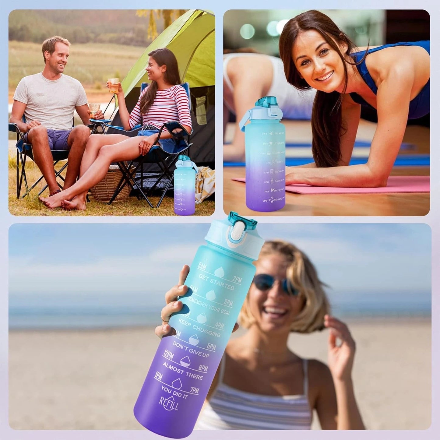 HydraTrio™ 3-Piece Bottle Set – Perfect for Home, Kitchen, and Gifting with Motivational Time Marker