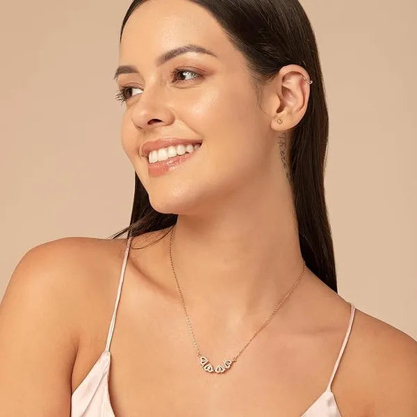 Magnetic Heart Necklace with Four Leaf Clover Hearts Design for Women and Girls