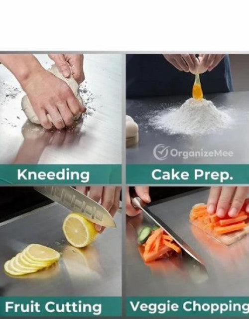 KARTUS™ Heavy-Duty Stainless Steel Chopping Board – Perfect for Cutting, Kneading, and More (35x31cm)