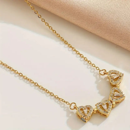 Magnetic Heart Necklace with Four Leaf Clover Hearts Design for Women and Girls