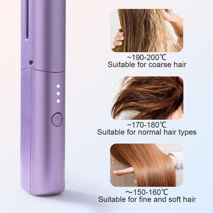 Meneflix Portable Mini Hair Straightener Cordless Rechargeable Mini Adjustable Hair Straightener Hot Comb - Home DeQcoR