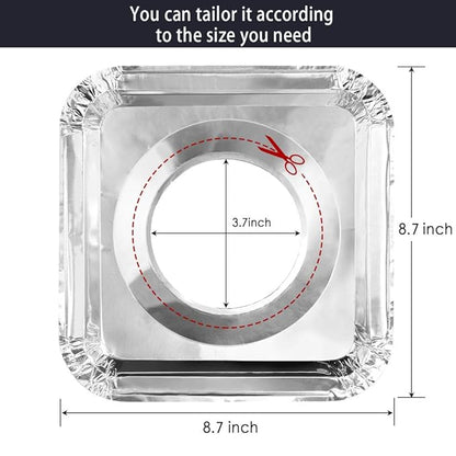 Top Grade Aluminum Foil Square Stove Burner Covers - Universal Size Disposable (Pack of 12)