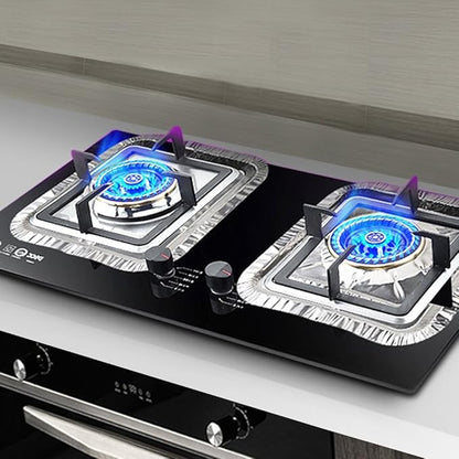 Top Grade Aluminum Foil Square Stove Burner Covers - Universal Size Disposable (Pack of 12)