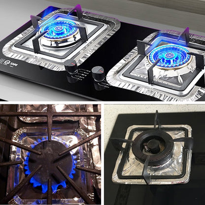 Top Grade Aluminum Foil Square Stove Burner Covers - Universal Size Disposable (Pack of 12)