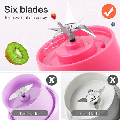6 Blade Juicer- Portable Electric 6 Blade USB Juice Maker (380 ml) - Home DeQcoR