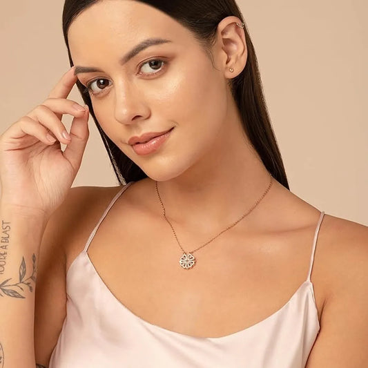 Magnetic Heart Necklace with Four Leaf Clover Hearts Design for Women and Girls