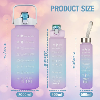 HydraTrio™ 3-Piece Bottle Set – Perfect for Home, Kitchen, and Gifting with Motivational Time Marker