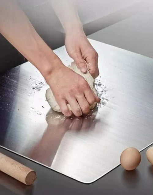 KARTUS™ Heavy-Duty Stainless Steel Chopping Board – Perfect for Cutting, Kneading, and More (35x31cm)